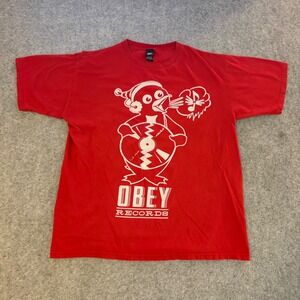 Obey Records Penguin Graphic Streetwear T Shirt Adult Large